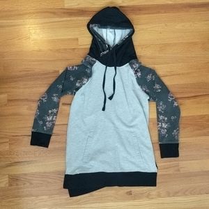 Long, double hooded sweatshirt